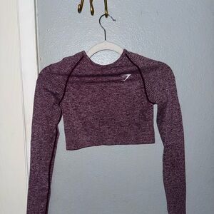 Gymshark Burgundy Long Sleeve Crop Top